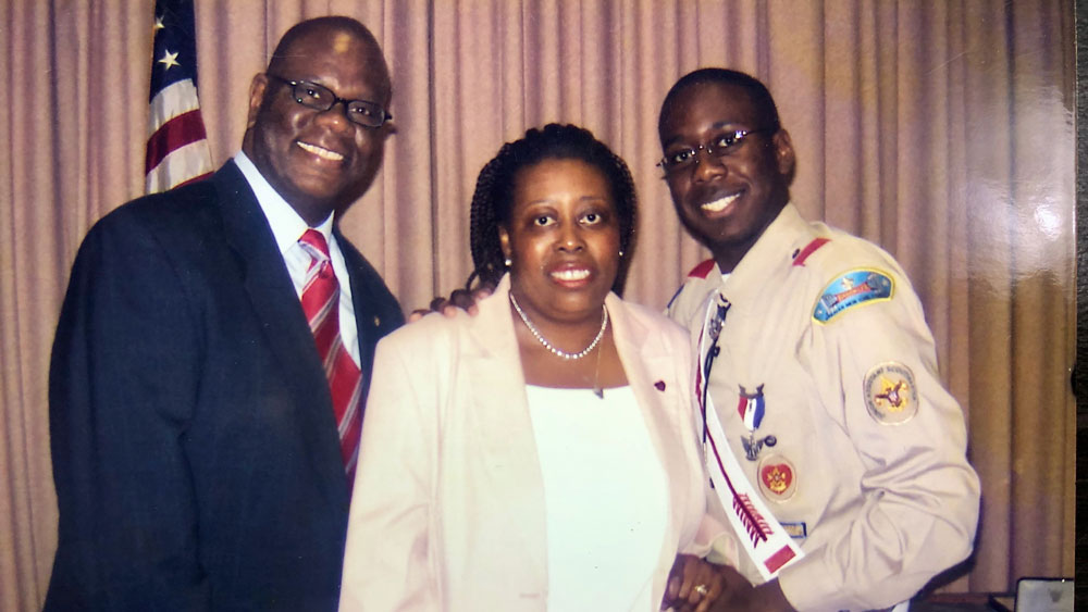 Stanley & Rosalyn Manning pose for Justin's Eagle Scout Ceremony with Troop 510
